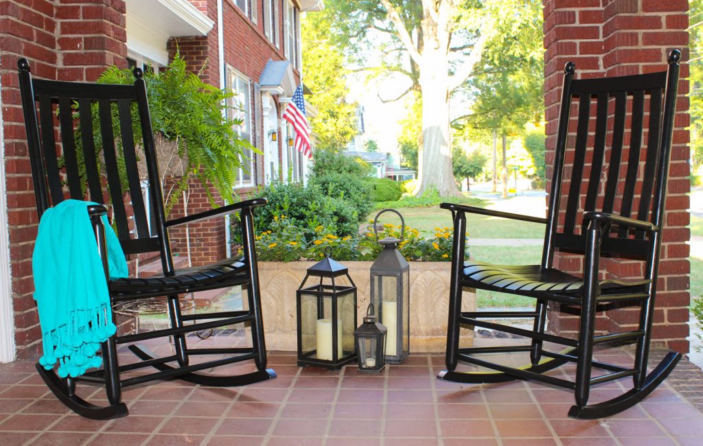 black rocking chairs on porch - Troutman Chairs