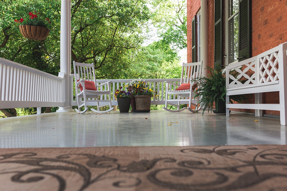 best furniture for front porch - front porch decor with rocking chairs and bench
